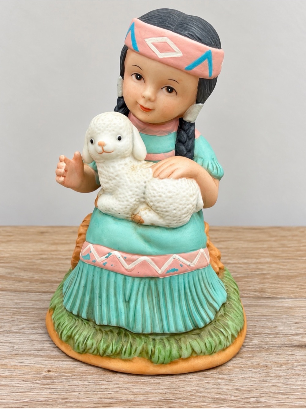 Vintage HOMCO Figurine | Native American Girl with Lamb